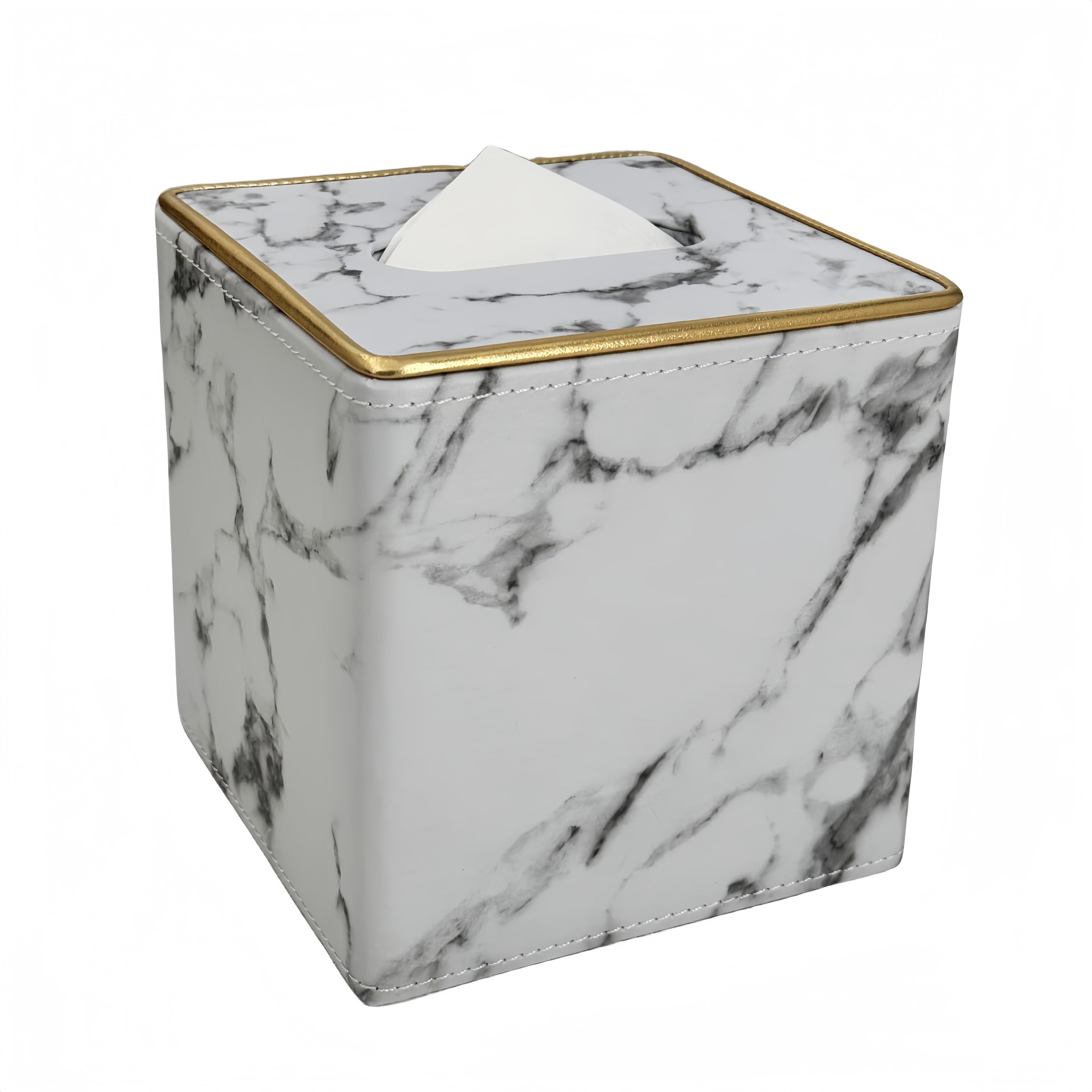 Boîte à mouchoirs carrée en cuir cache-boite carton marbre imperméable