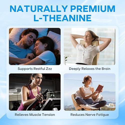 Miniatura 3 de BVIVLOO Gomitas de L-teanina con L-teanina de 400 mg, Ashwagandha, GABA, 5-HTP, glicinato de magnesio para calma, ZZZ y apoyo de relajación, vegano,