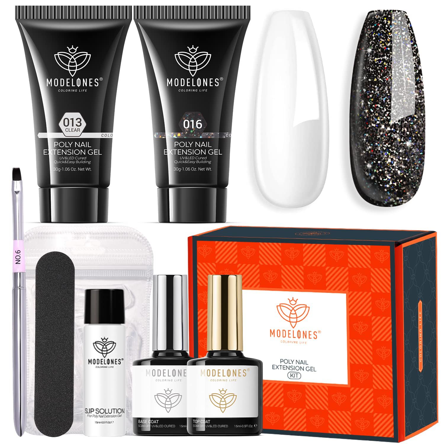 Modelones Poly Nail Gel Kit 30ml 2PCS Mysterious Cool Black