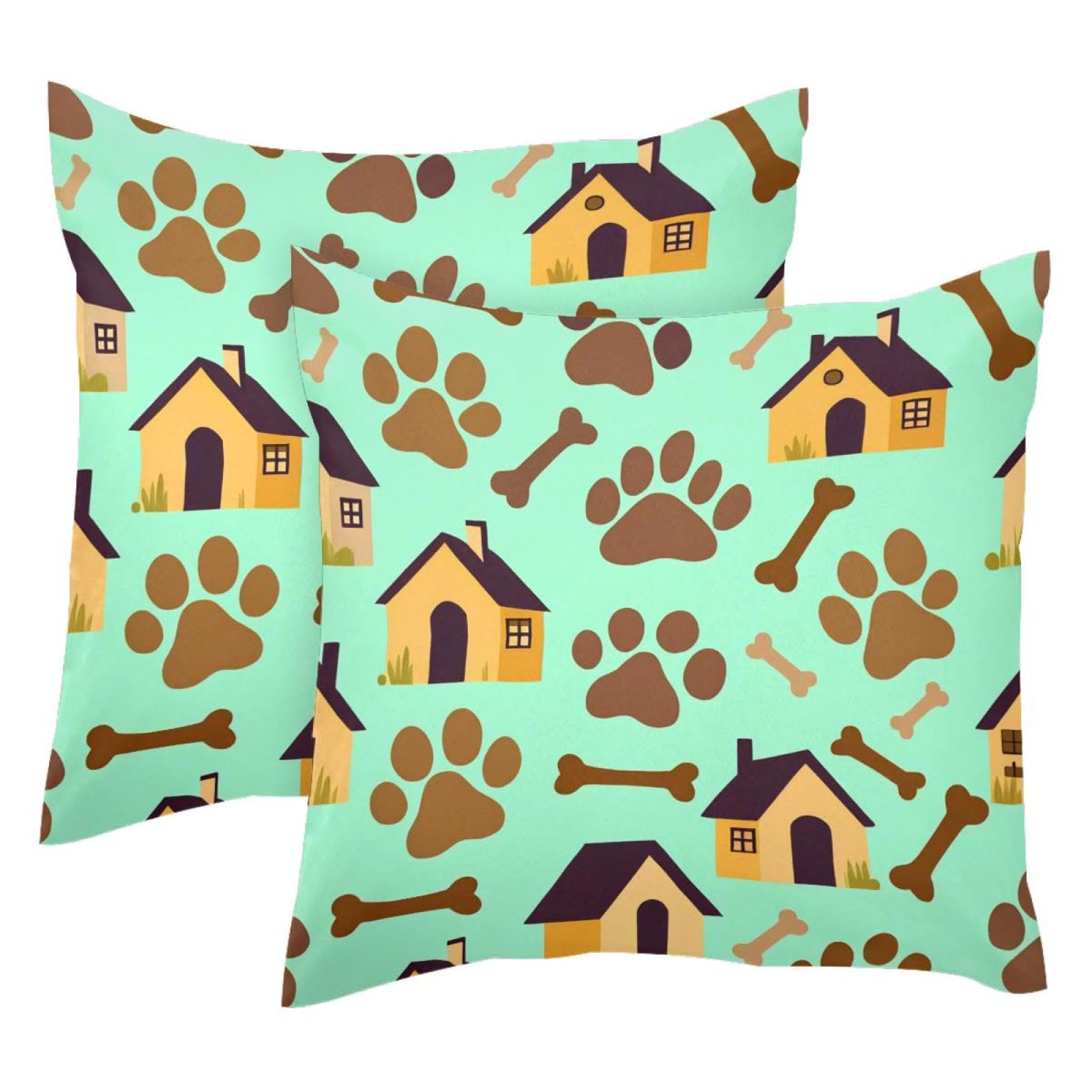 Fundas de cojín para sofá moderno decoradas con motivos de huellas dibujadas a mano