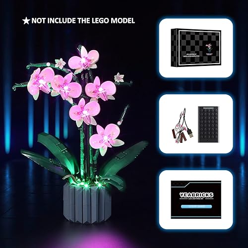 Miniatura 6 de YEABRICKS Kit de luz LED para Lego - Modelo de bloques de construcción de orquídea creadora, juego de luces LED compatible con 10311 (juego de Lego