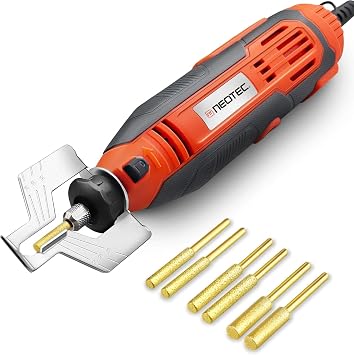 NEOTEC Electric Chainsaw Sharpener Kit Multi-Purpose Chain Saw Sharpener Tool with 6 Titanium-Plated Diamond Bits Saves Time Easy to Use De Cadena De Motosierra for All Chainsaw Chains