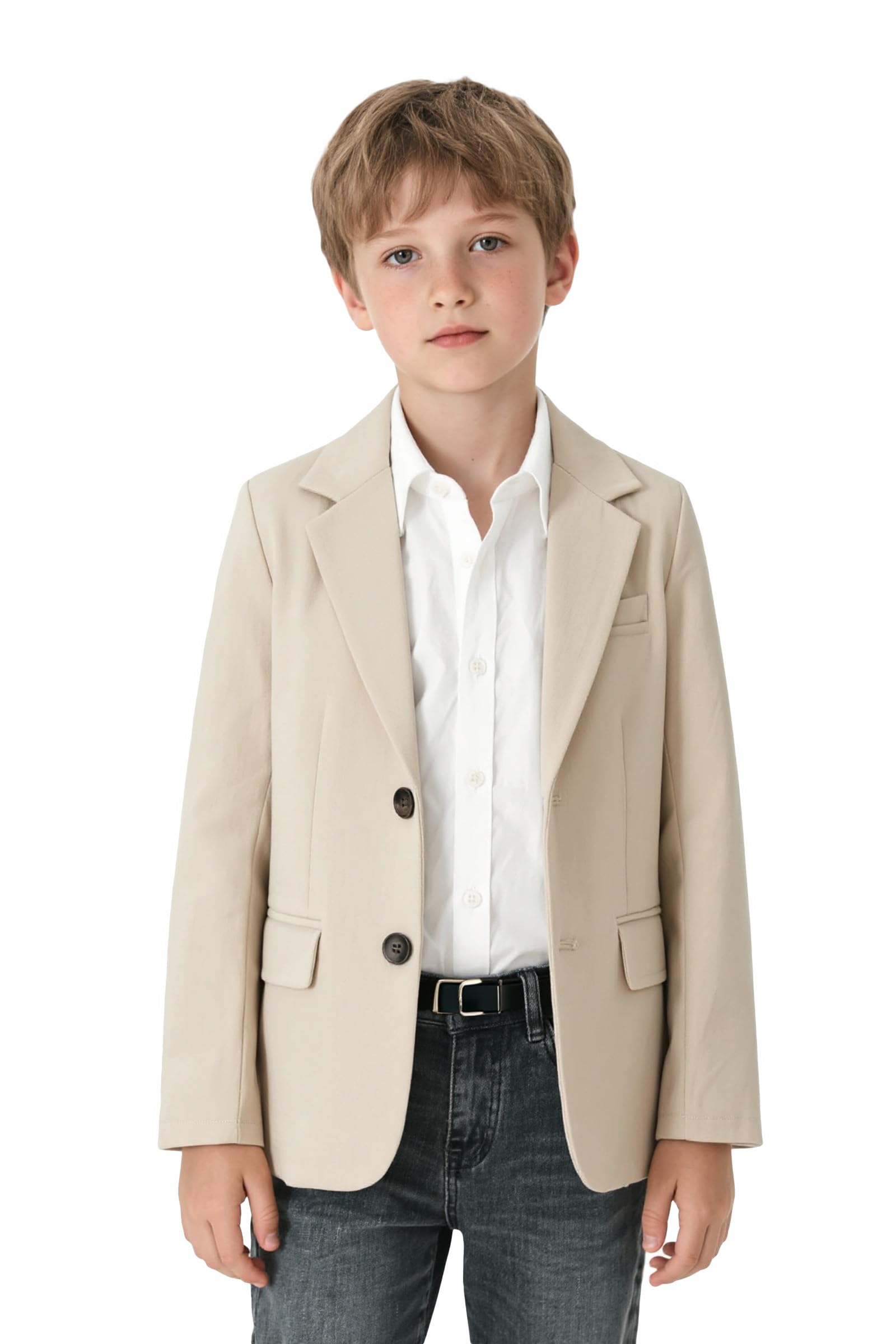LOLANTA Blazer Casual per Bambino, Giacca da Completo Unita, Classico Monopetto con Tasche a Patta, 5–12 Anni
