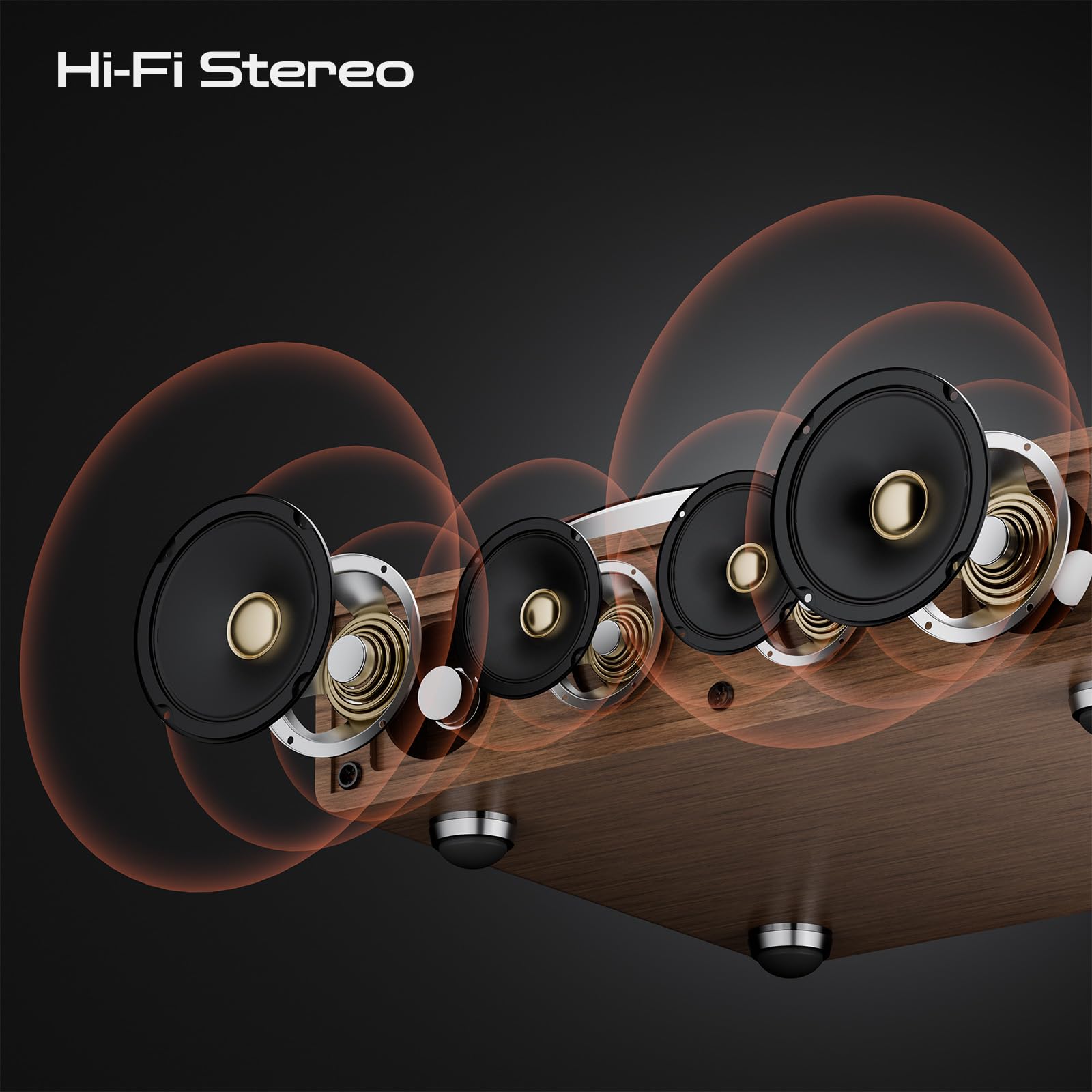 Giradischi Vinili, Giradischi Bluetooth HiFi con Altoparlanti Integrati, Puntina AT-3600L, 33/45 Giri a Cinghia, Funzione Aux-In, vinyl player (Noce)