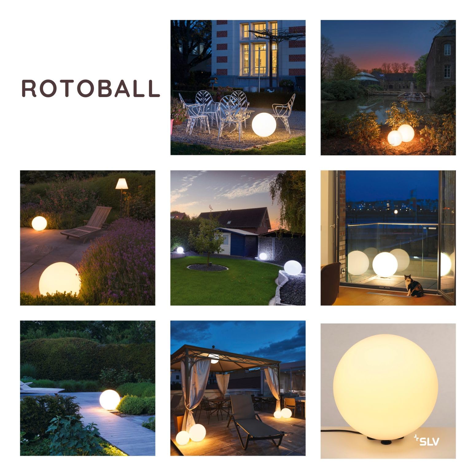 SLV Rotoball Floor 25 Lichtball E27 Weiß 25 x 25 x 25 cm