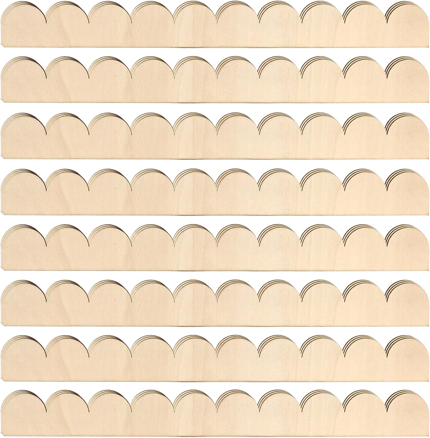 24-Pack 15.75" Unfinished Wooden Scalloped Molding Trim - DIY Decorative Wood Edge for Walls, Shelves, Crafts & Home Decor