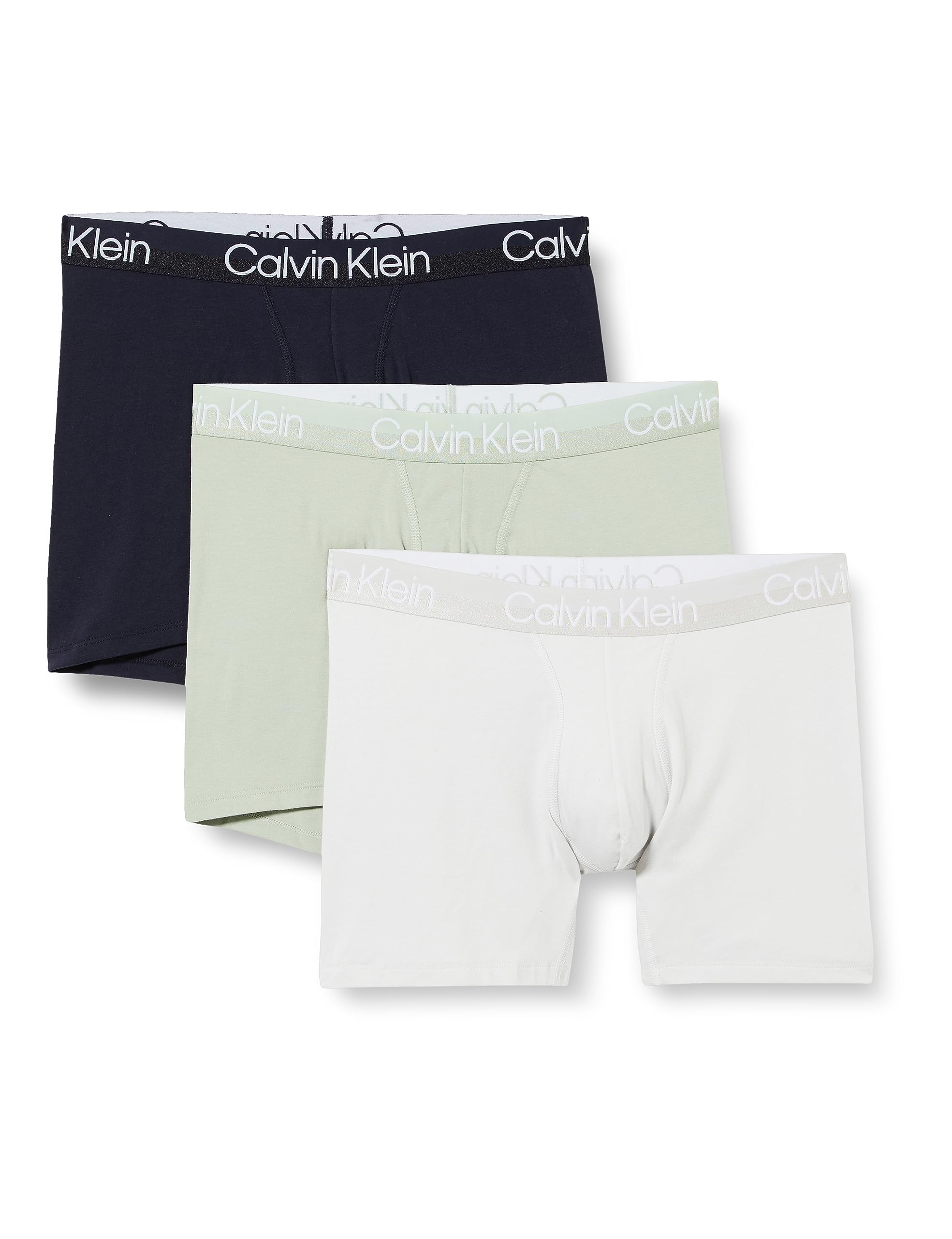 Calvin Klein Herren 3er Pack Boxer Briefs Baumwolle mit Stretch, Mehrfarbig (Beloved Bl/Asphalt Gry/Dragon Fly), XL