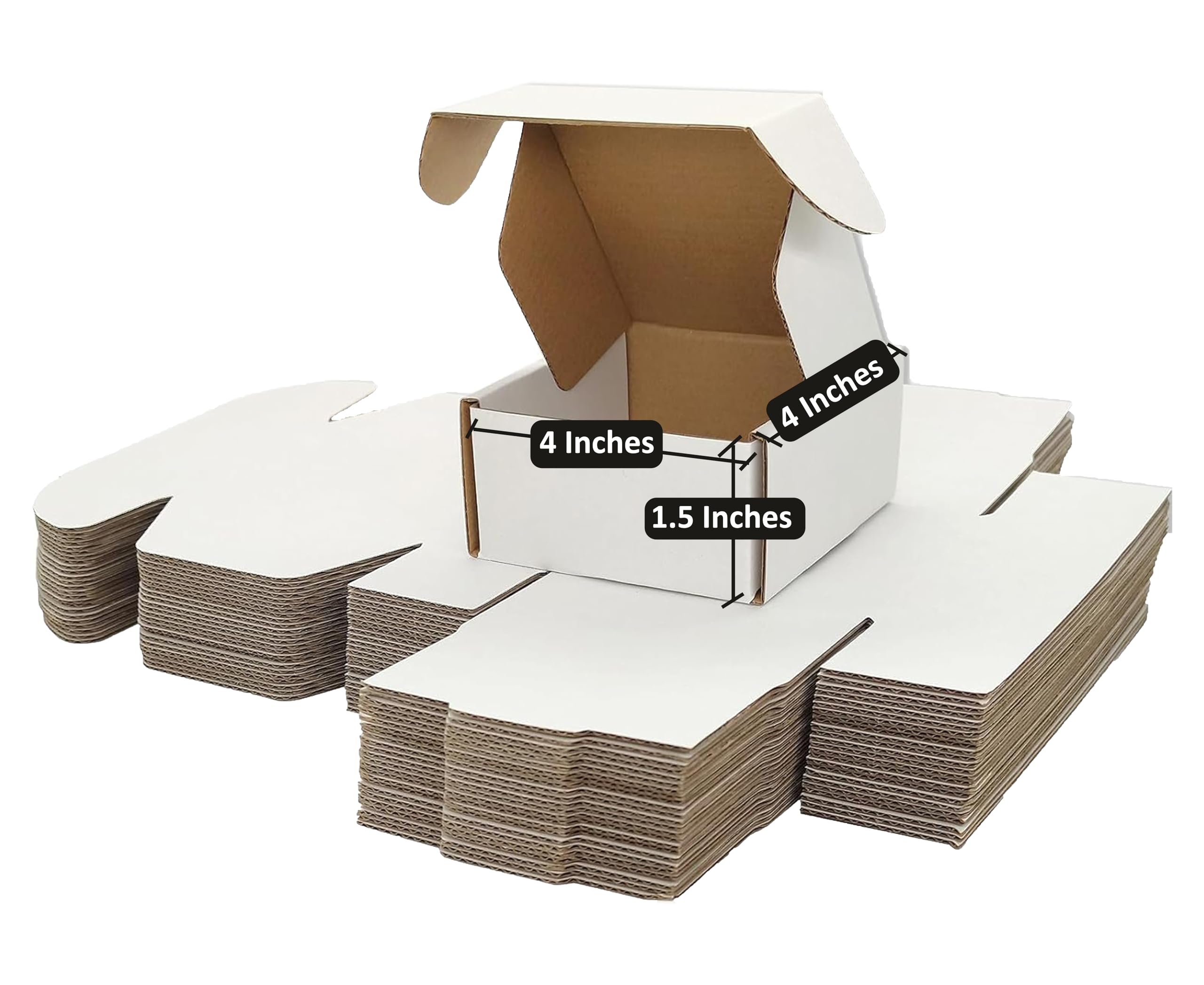4x4x1.5 inches White Corrugated Shipping Boxes with Thank You Stickers, Small Mailing Boxes for Small Business, Gift Packing, Ecommerce Pakcing, Moving and Storage (Pack of 20)-image-25
