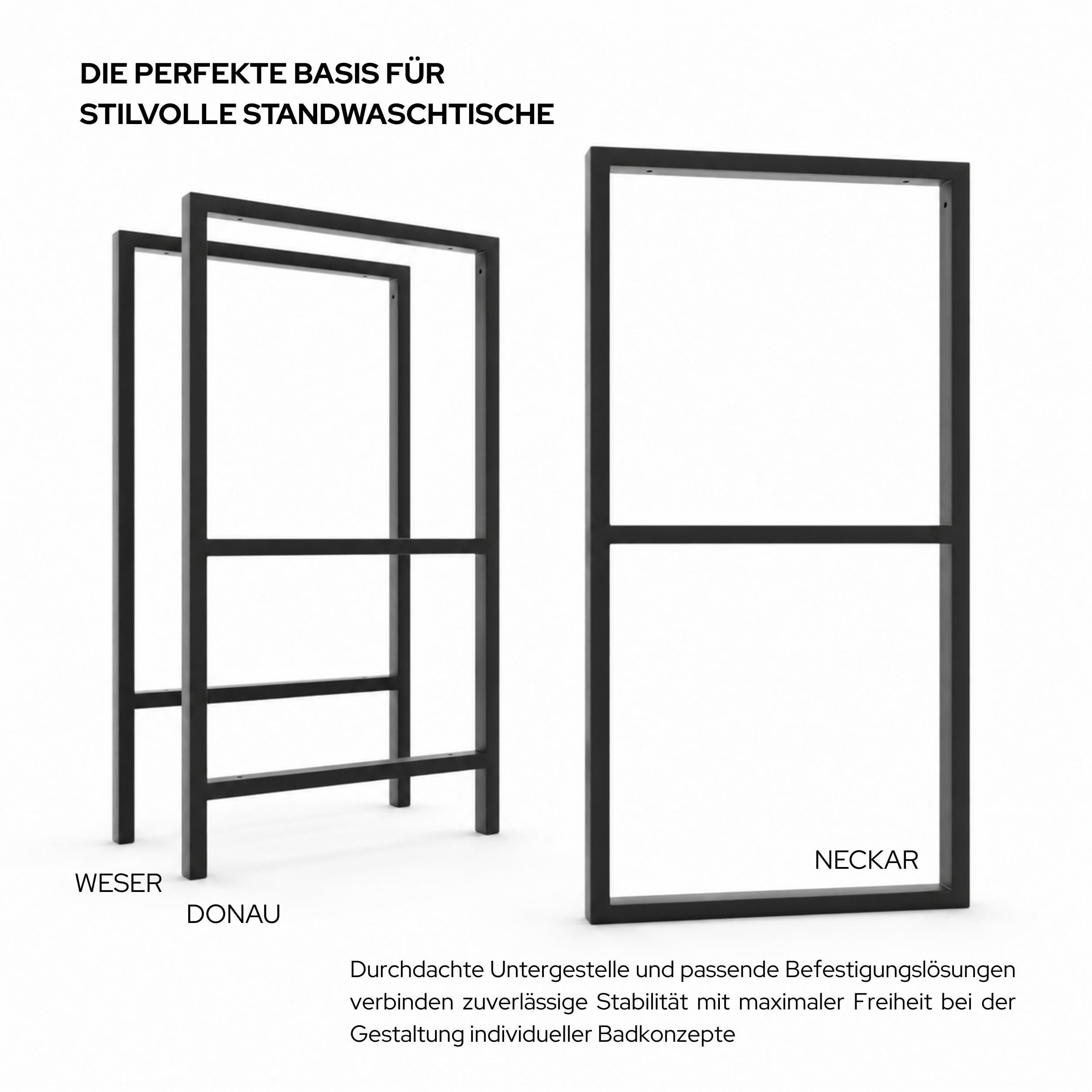 HEVVA 2er-Set Doppelwaschtischhalterung - LAHN - 2 Ebenen (30 cm, Schwarz) | Waschtischhalterung, Waschtischbefestigung, Halterung Waschtischplatte, Wandkonsole für Aufsatzwaschbecken, Waschtischkonsole