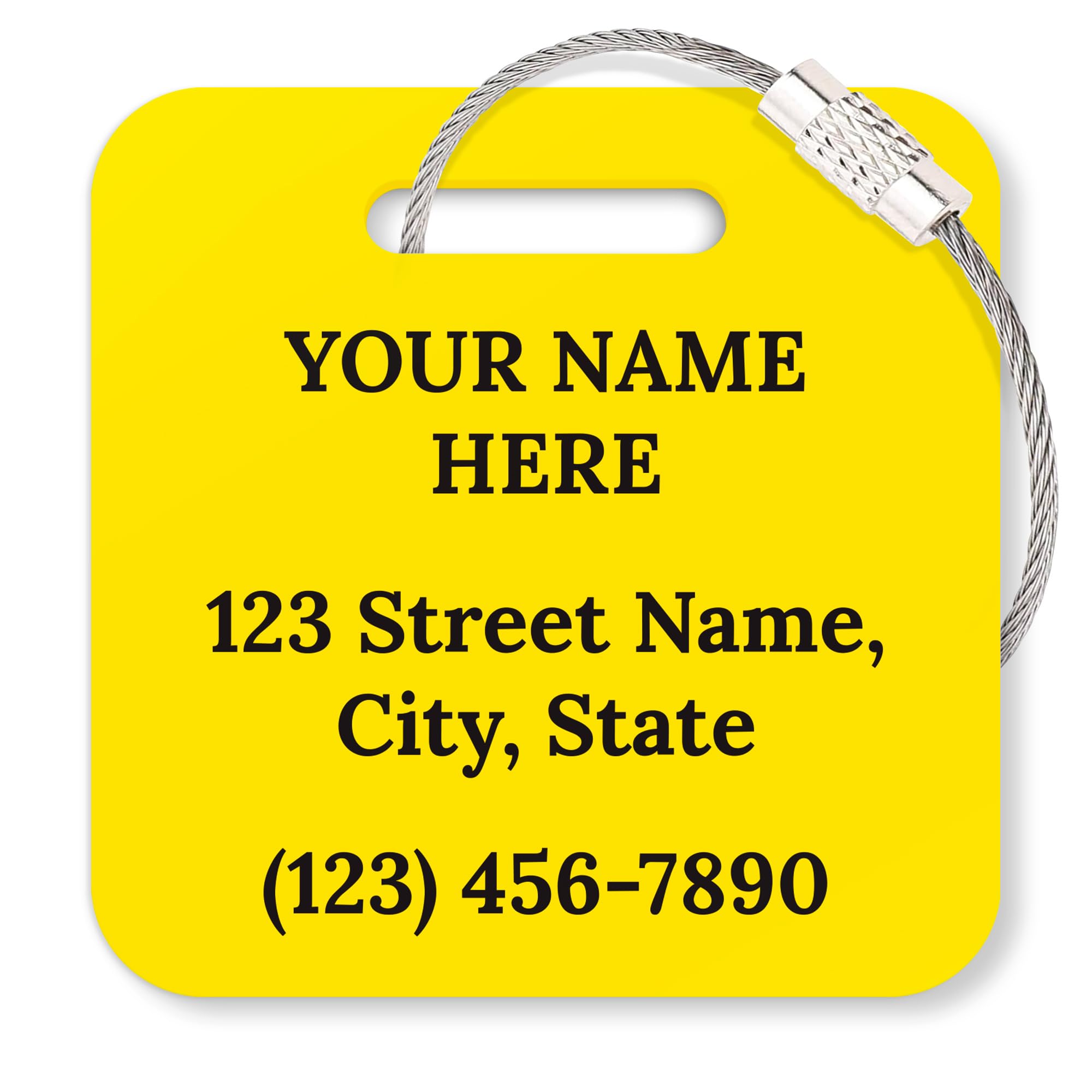 Custom Luggage Tags, Personalized Name Address for Suitcases,Backpack, Handbag, Travel Equipment Tag, 2x2 Inches, Acrylic Heavy Duty, Made in The USA