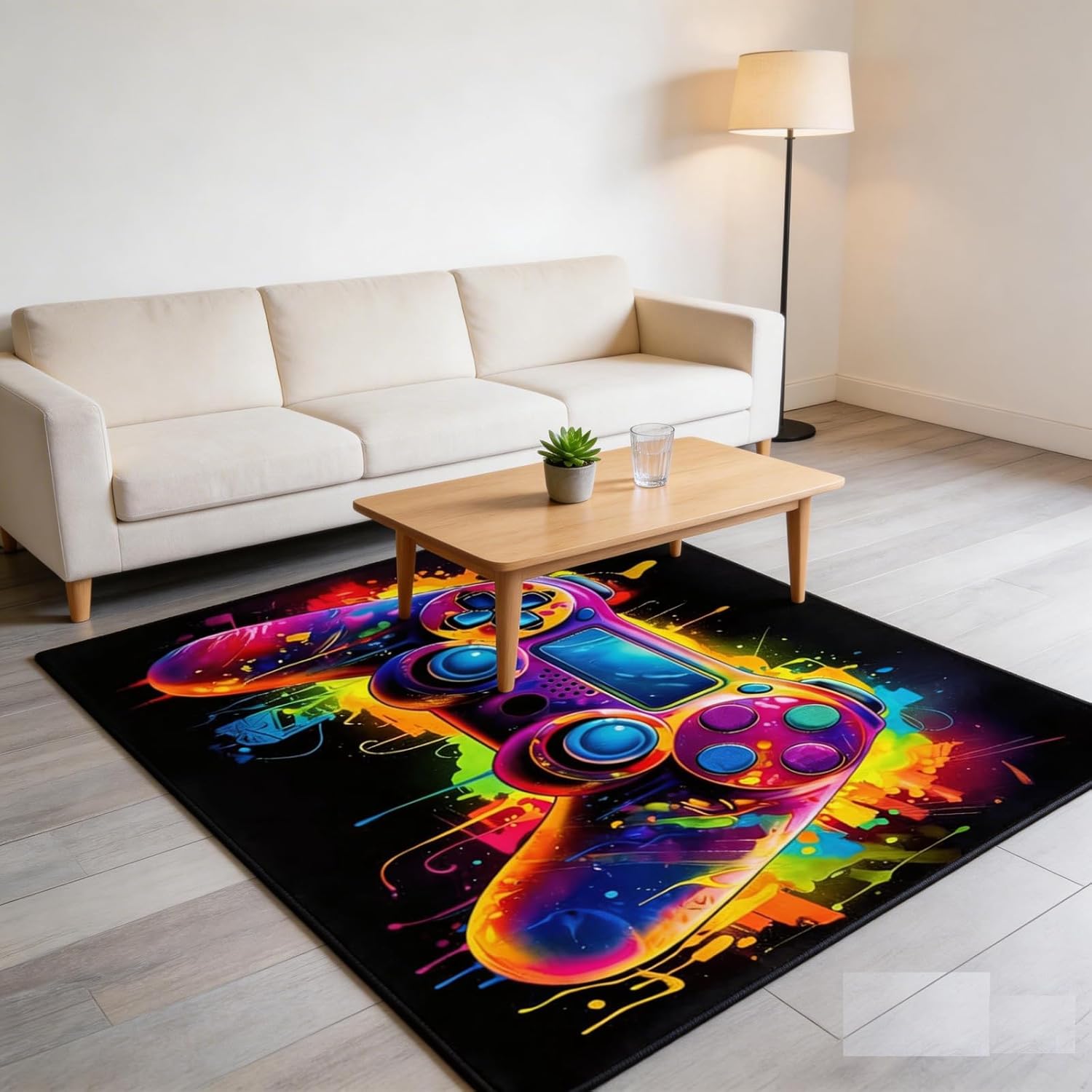 Gaming Area Rugs, Gaming Rug Room Decor for Game Players, Video Gaming Rugs for Bedroom Living Room Playroom, Game Player Living Room Mat 63x 47 Inches(type1)