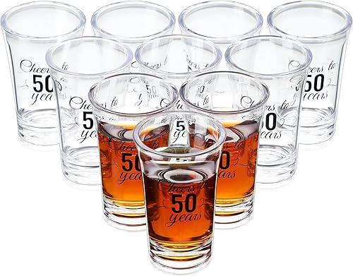 Sliner Paquete de 48 vasos de chupito de cumpleaños a granel irrompibles de 1.4 onzas, saludos a 304050607080 años, base gruesa, mini vaso de