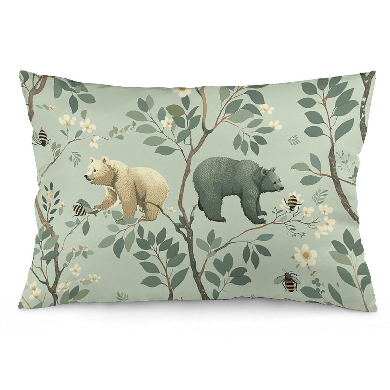 2 Pack Pillow Cases for Hair and Skin, Soft Breathable Pillow Case Covers with Hidden Zipper, Bee on Tree Branch Pillowcase 20"x30" Pillow Covers for Sleeping Gift