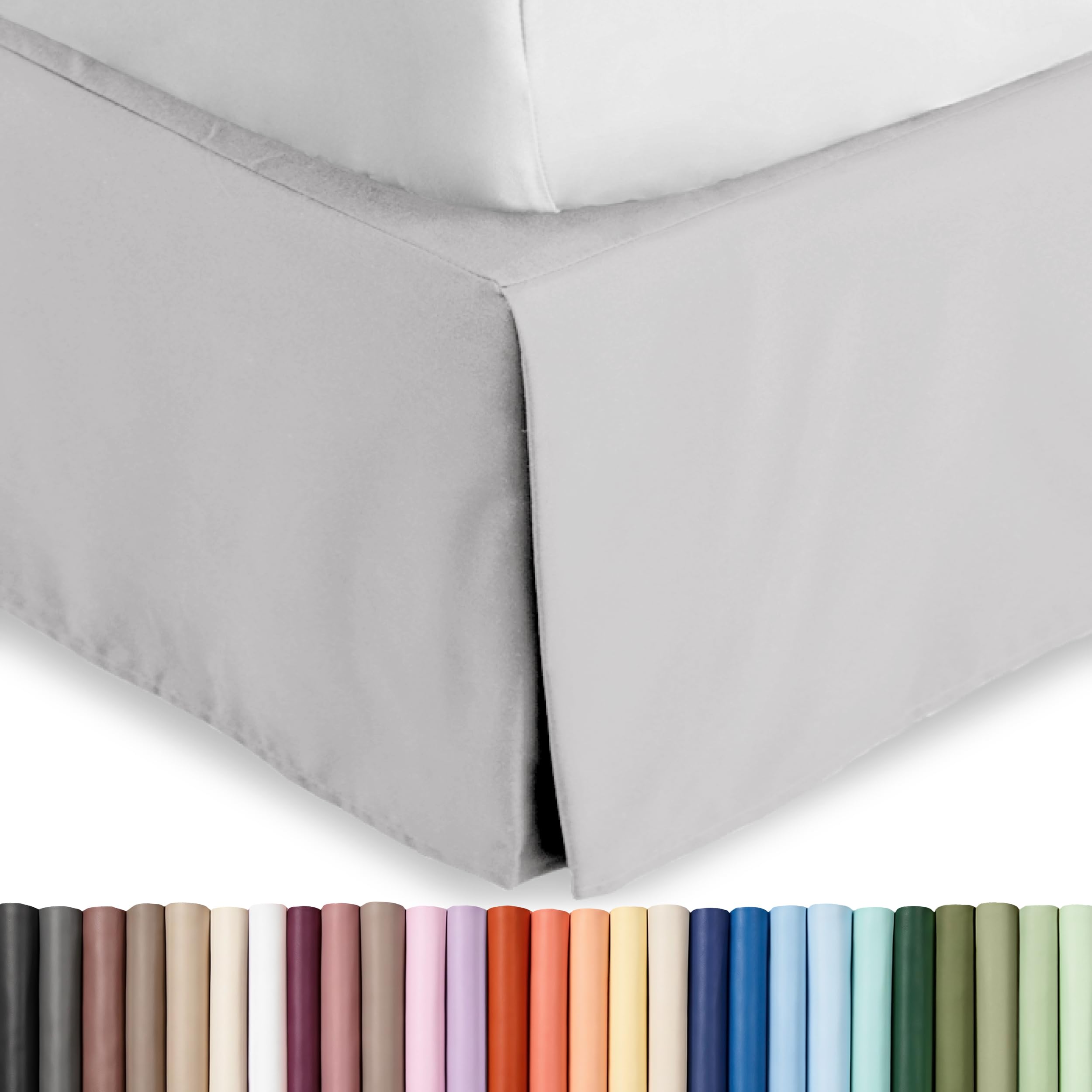 Bare Home Bed Skirt Double Brushed Premium Microfiber, 15-Inch Tailored Drop Pleated Dust Ruffle, 1800 Ultra-Soft, Shrink and Fade Resistant (Queen, Light Grey)-picture-12