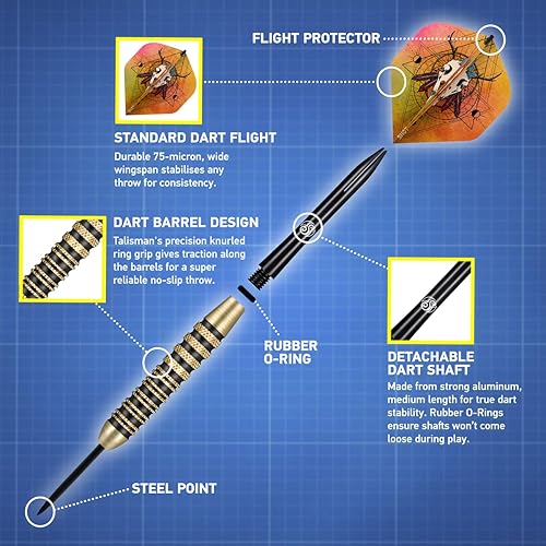 Miniatura 3 de Shot! Juego de dardos Talismán con punta de acero, 22 gm, cañones de acero con peso central