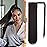 BARSDAR Darkest Brown Straight Ponytail Extension - 18 Inch Long Straight Wrap Around Ponytail for Women, Clip in Ponytails Hair Extensions Synthetic Brown Pony Tails Hairpieces Daily