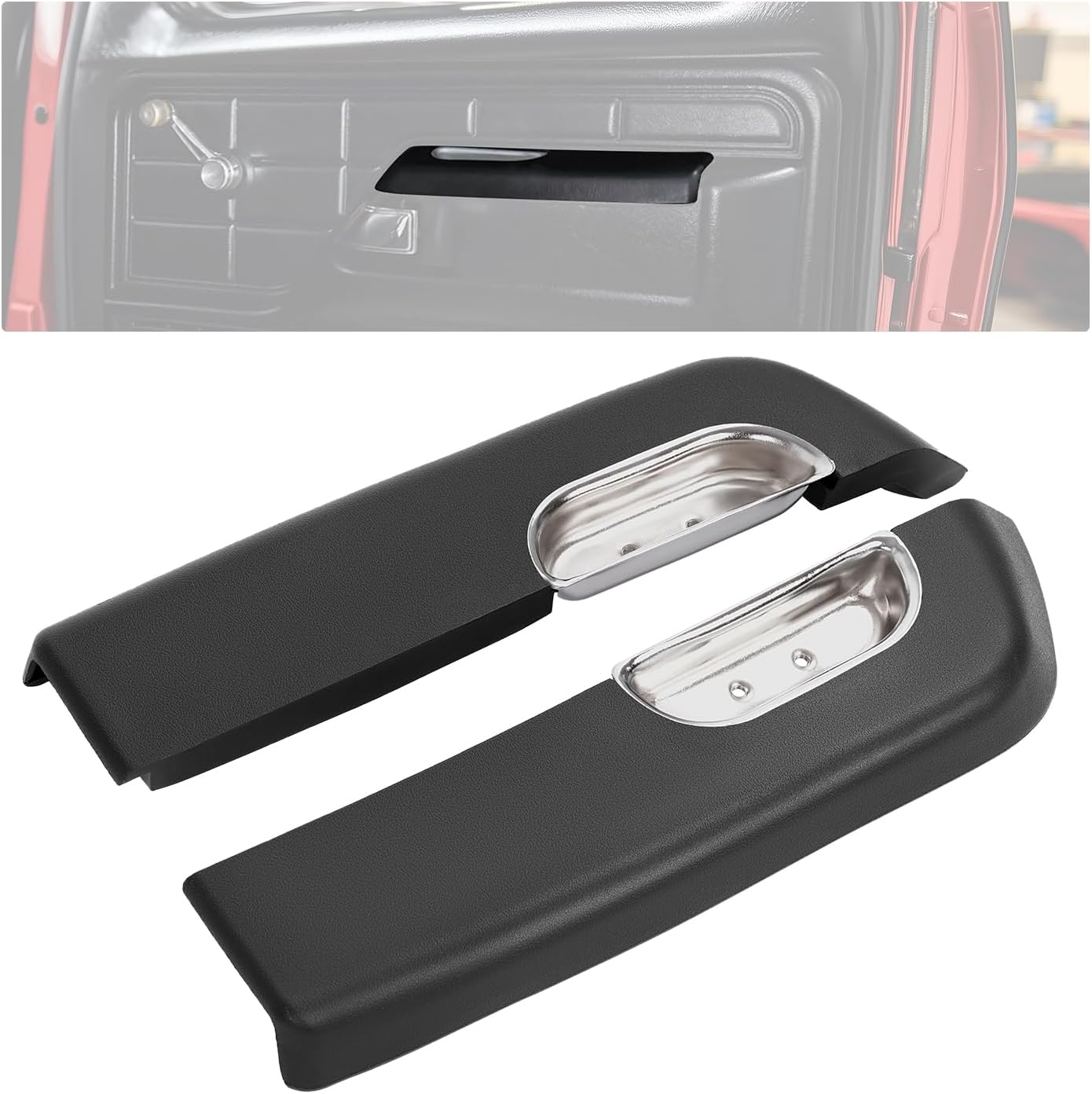 Front Door Padded Armrest Cup Set Compatible with 1973-1979 Ford F-Series F-100 F-150 F-250 F-350 Bronco Pickup Truck Inner Door Panel Handle Arm Rest Replacement Plastic + Steel