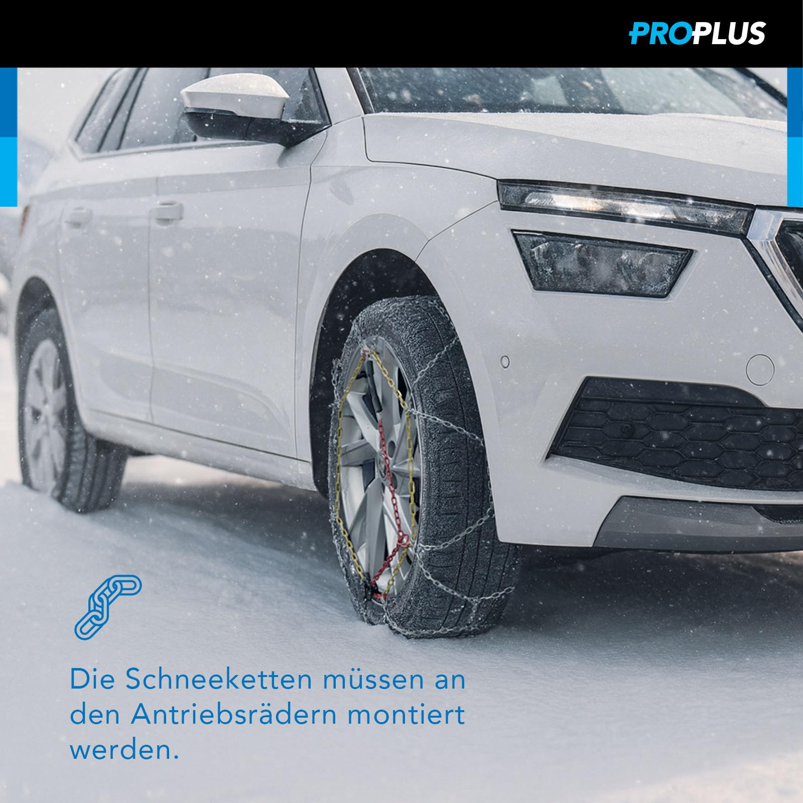 ProPlus Schneeketten KNN30 9mm breite Kettenglieder mit ÖNORM Siegel für verschiedene Reifengrößen inklusive Reparaturglieder und Koffer - Autokette - 2 Stück