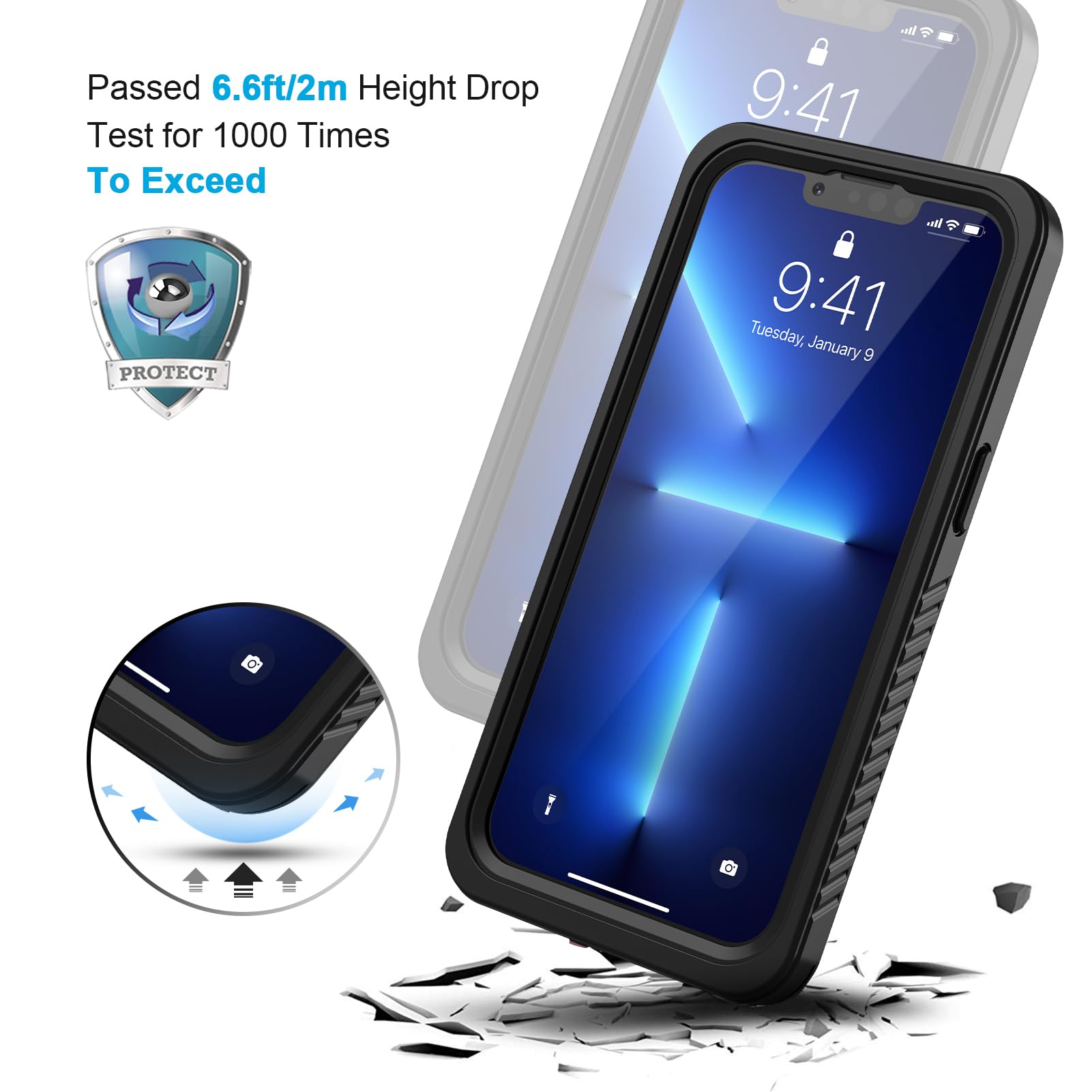 Lanhiem IPhone 13 Pro Max Hülle – IP68 Wasserdicht, Magsafe Kompatibel, 360° Schutz