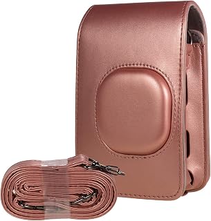 Bolsa de couro PU tamanho compacto para câmera instantânea com alça de ombro compatível com Fujifilm Fuji Instax mini LiPlay