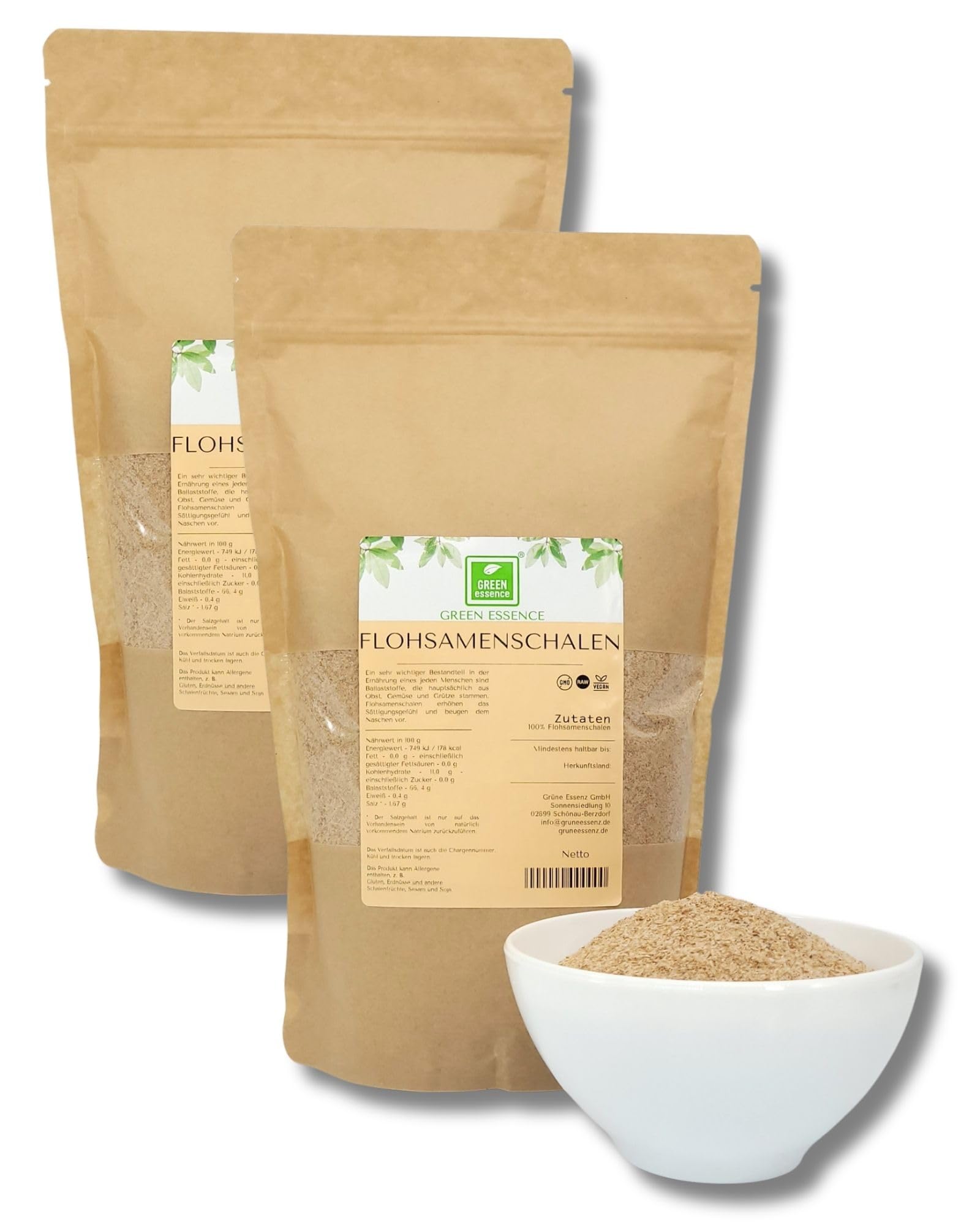Flohsamenschalen 1 kg (2x500 g) – Green Essence
