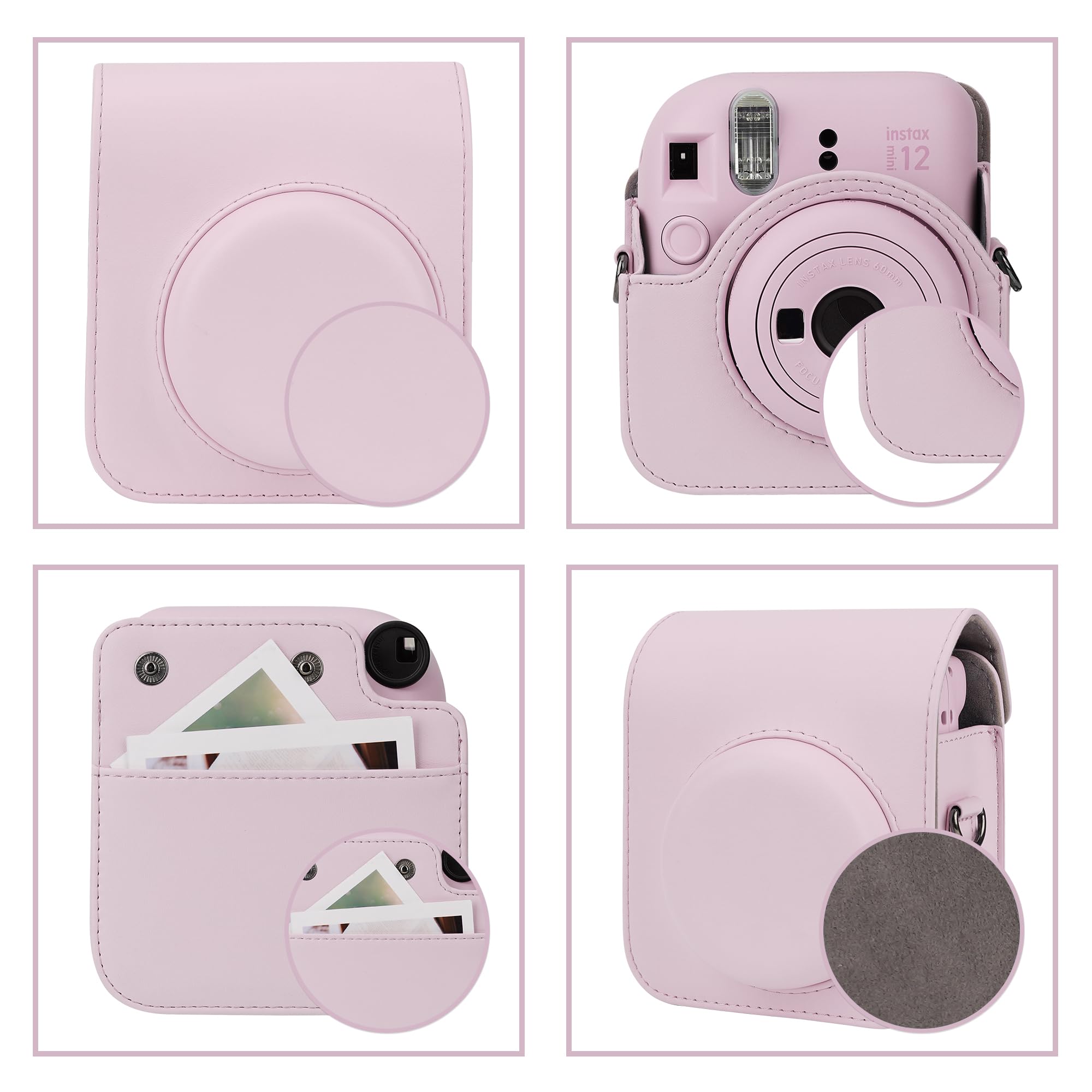 Set di accessori per fotocamera istantanea Mini 12, custodia per fotocamera Instax Mini 12 con album fotografico a 64 tasche e cornici per foto/cornici decorative da parete/adesivi per
