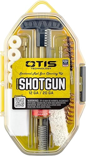 Otis Kit de limpieza de escopeta de calibre múltiple, incluye cepillos de calibre 12 y 20, diseño portátil, herramientas (FG-SRS-MCS)