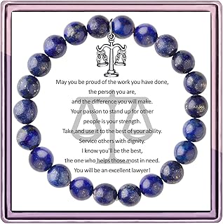 Lawyer Gifts for Women,Lawyer Bracelet with Justice Charm,Lapis Lazuli Beads Bracelet Attorney Gifts Future Lawyer Law Student Gifts
