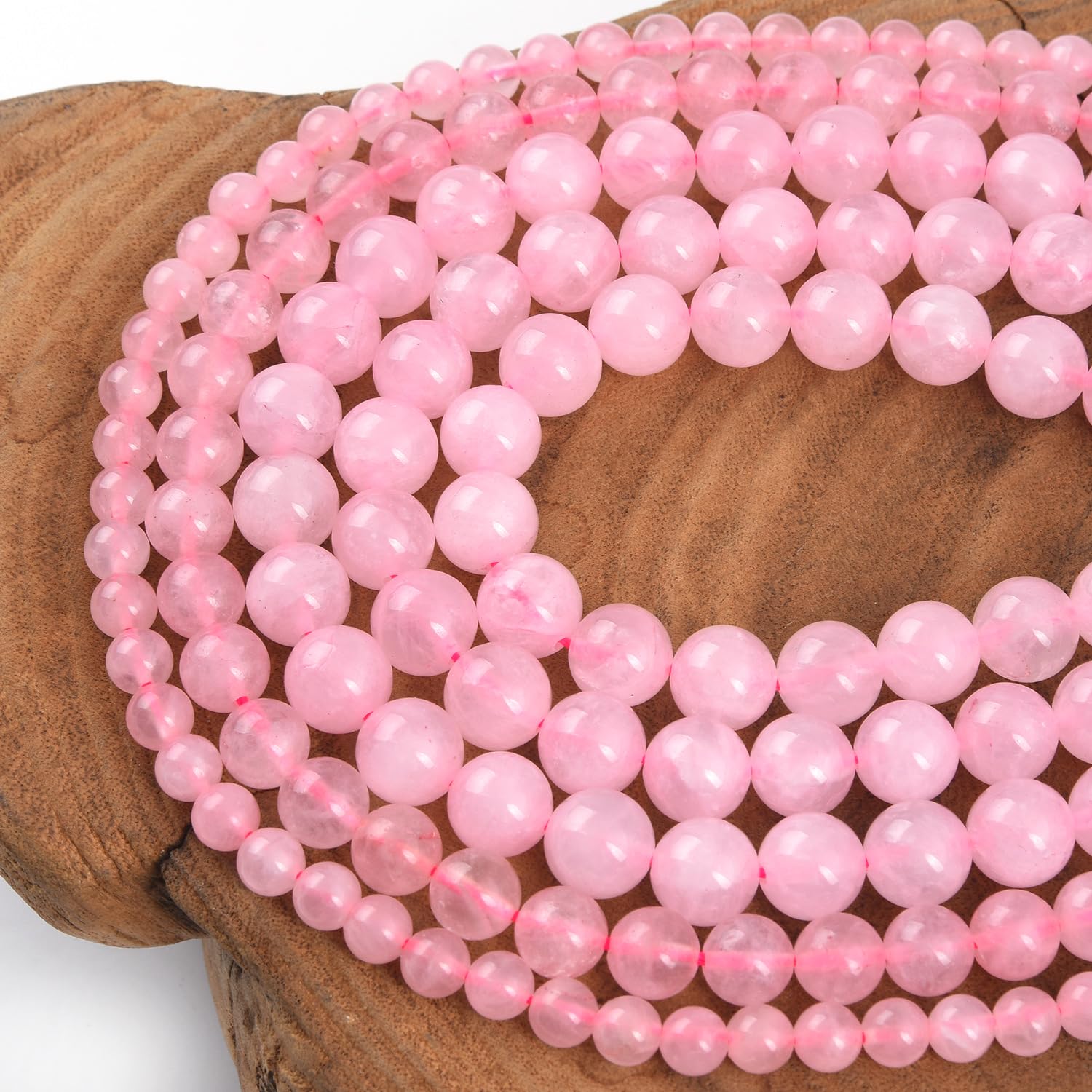 PLTbeads Gorgeous Pink Rose Quartz Natural Gemstone Loose Beads 8mm Smooth Round Approxi 15 inch DIY Bracelet Necklace for Jewelry Making