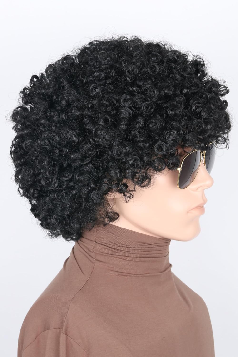 70s 80s Afro Wig Black Short Curly Hair Men and Women Disco Rock Hippie Halloween Costume Wig - Image 3