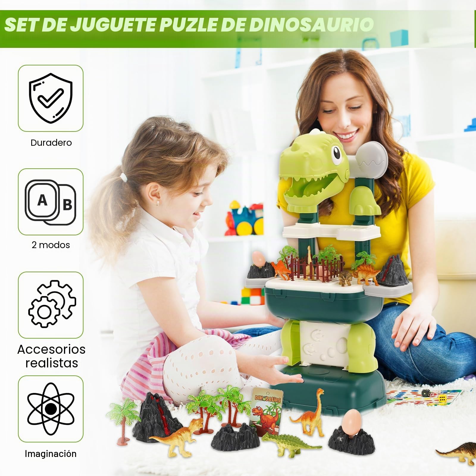 Dinosaurios Juguetes para niños de 3 a 8 años.22PCS Realistas de Dinosaurios con Volcán, Juguetes de Dinosaurio,Huevo de Dinosaurio y Caja de Almacenamiento.Regalo para Niños y niñas