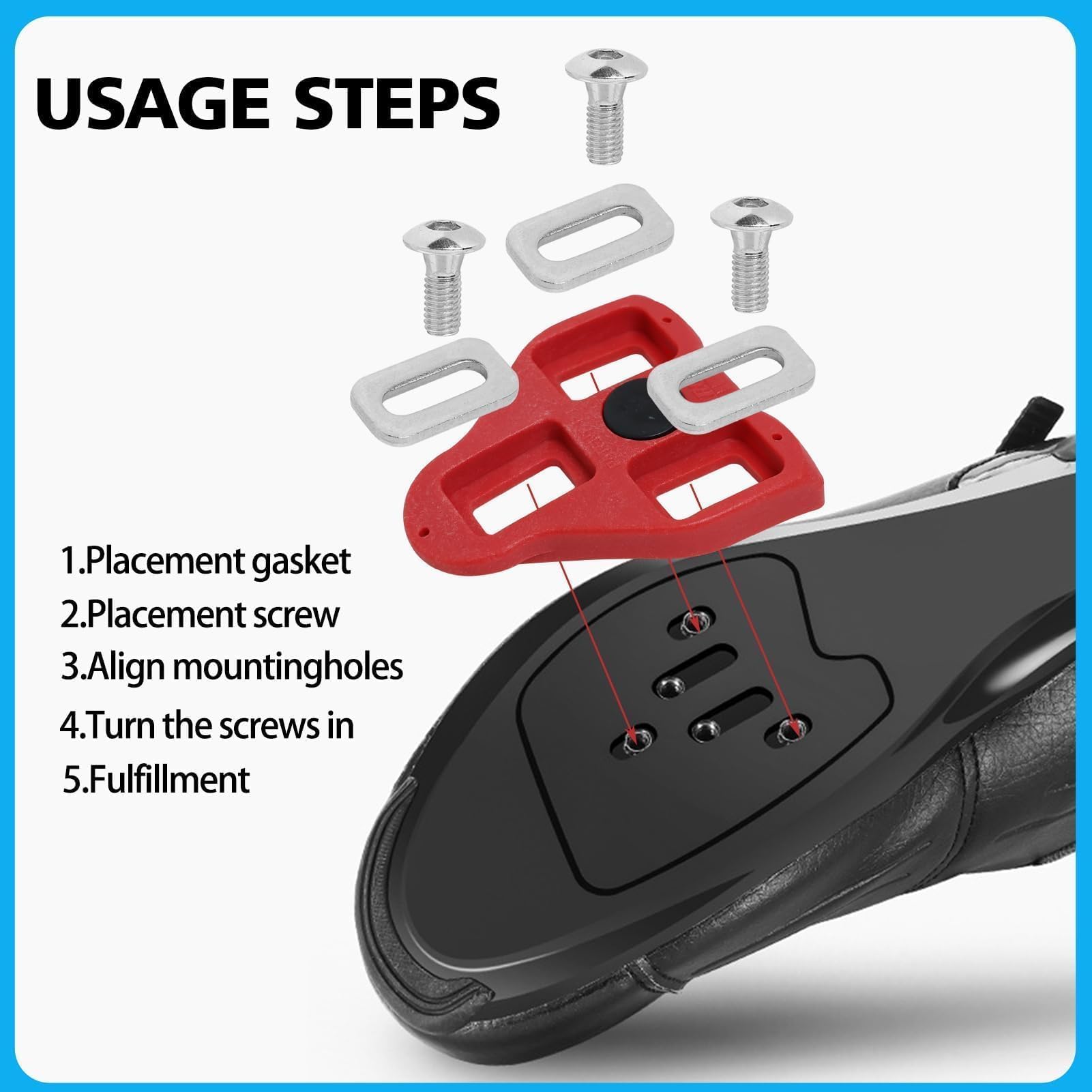 Kescoo, Tacchetti Da Bicicletta, Compatibili Con Tacchetti Delta (9 Gradi Galleggianti) Interni Pelton Scarpe Clip Set Per Pedali