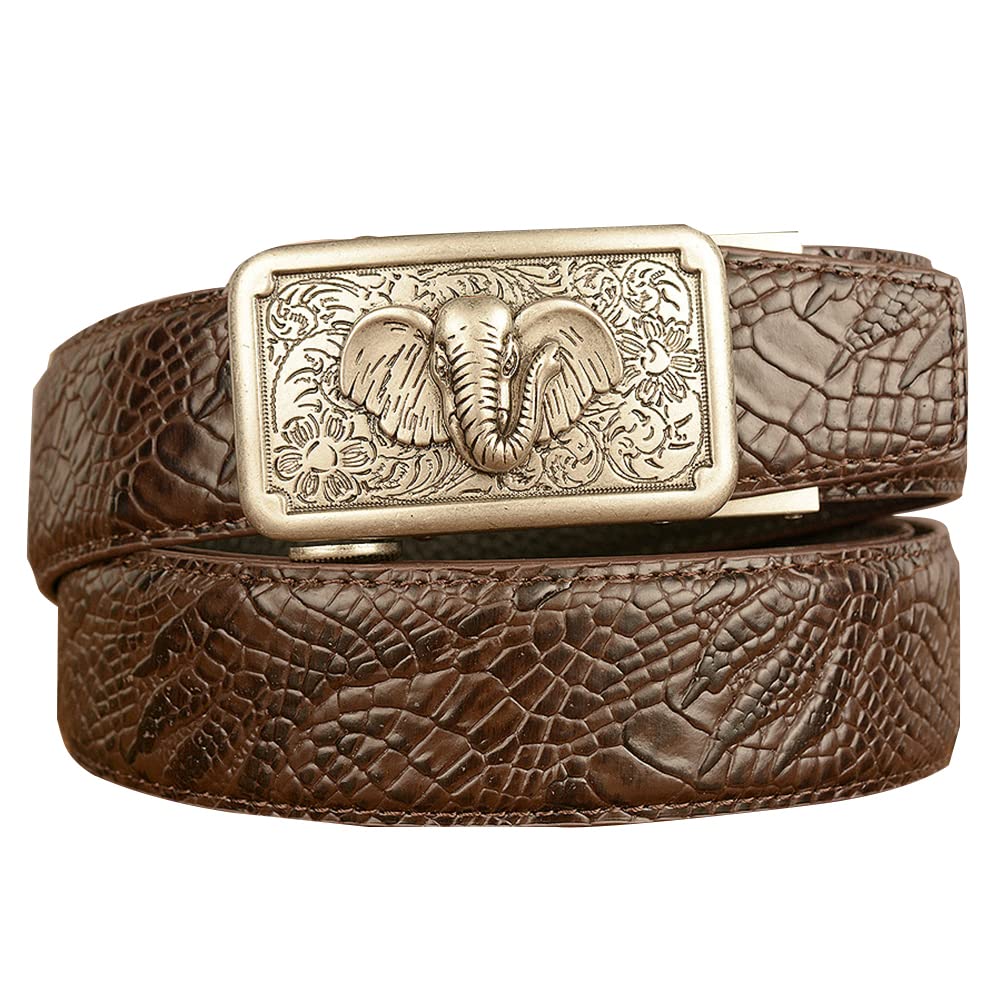 BDAYEK Men's Belt Mens Automatic Buckle Belt Ratchet Closure Stretch Antioxidant 125Cm 49Inch