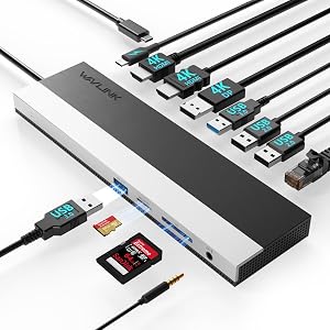 WAVLINK Docking Station for Laptop Dual Monitor, USB C Triple Display Docking Station, 5 USB Port 85W PD Compatible with Windows and Mac