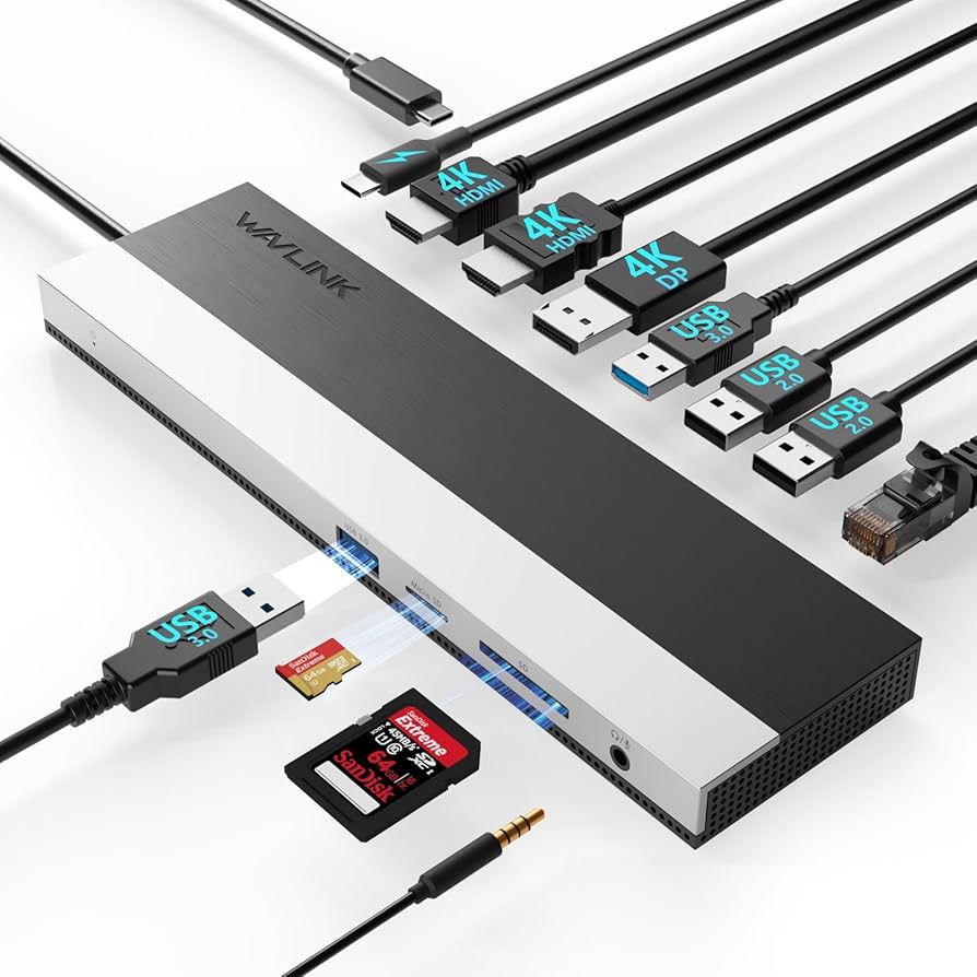 分配器・切替器 Wavlink USB-C Universal Docking Station WAVLINK USB C Docking Station with Dual DP, HDMI, VGA Ports