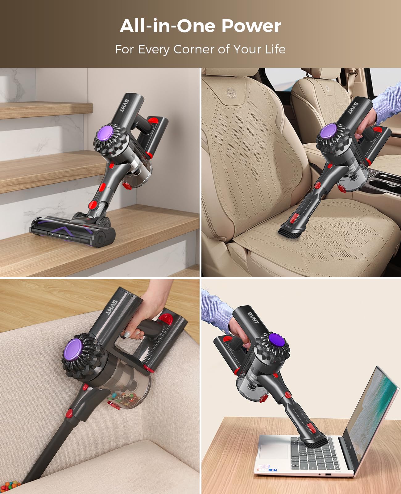 Cordless Vacuum Cleaner, 450W 40KPA 45Mins Stick Vacuum Cleaners for Home — view 5