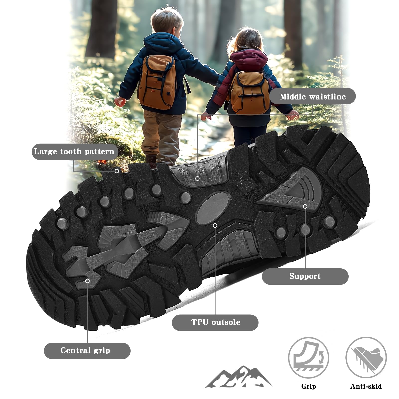 ASHION Chaussures de randonnée garçon Antidérapant Chaussures de Trekking Enfants Bottes de Neige