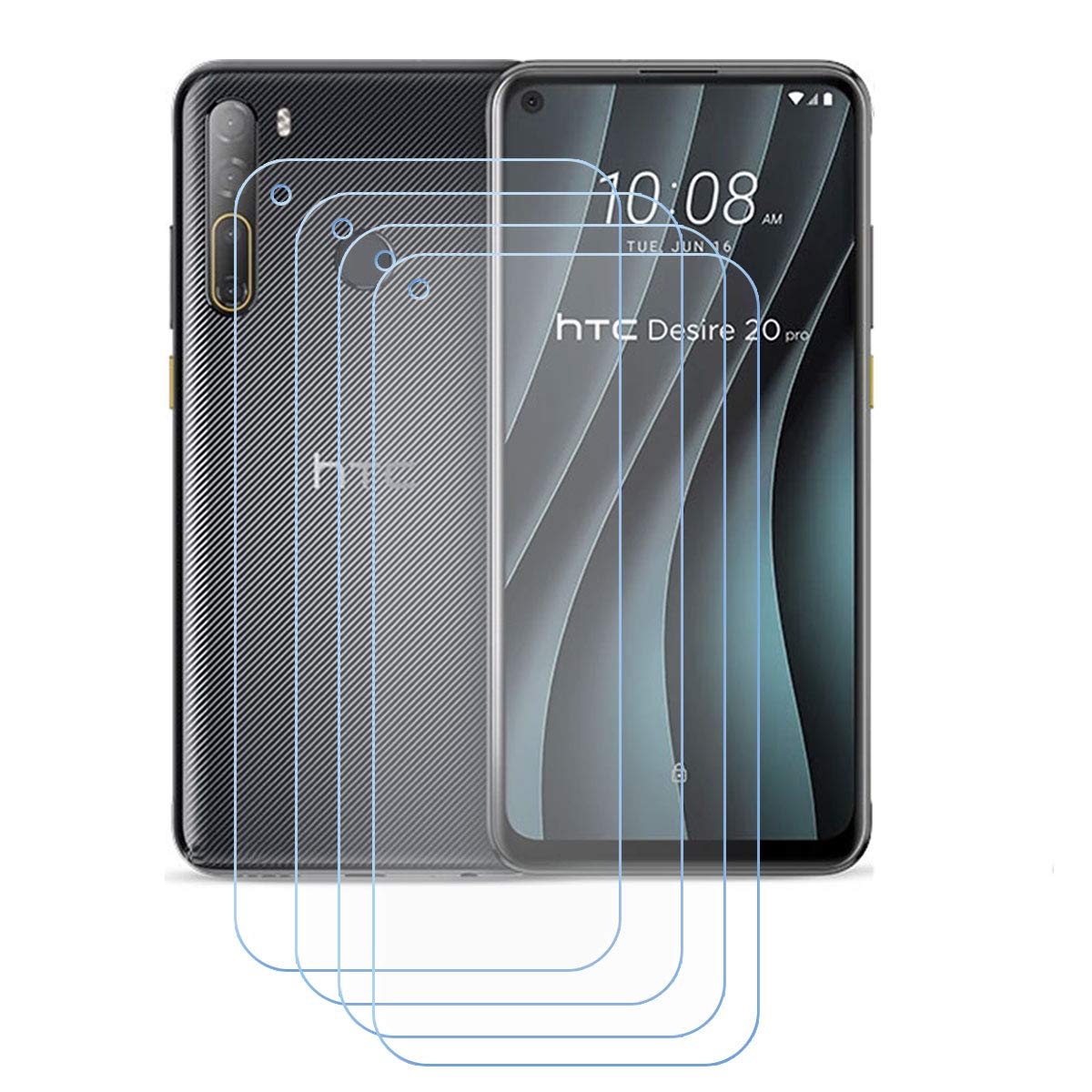 FZZ (4-Pack) Screen Protector for HTC Desire 20 Pro, Anti Scratch 9H Hardness Protective Film Premium HD Clarity Tempered Glass Friendly Designed for HTC Desire 20 Pro (6.5")