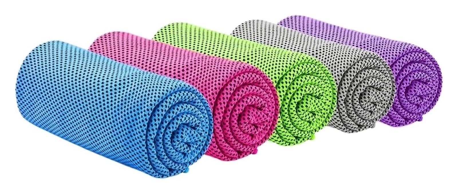 Asciugamano rinfrescante in tessuto in microfibra | Confezione da 5 tessuti in microfibra tinti in filo for sport all'aria aperta: bagnare e strizzare a temperature più basse