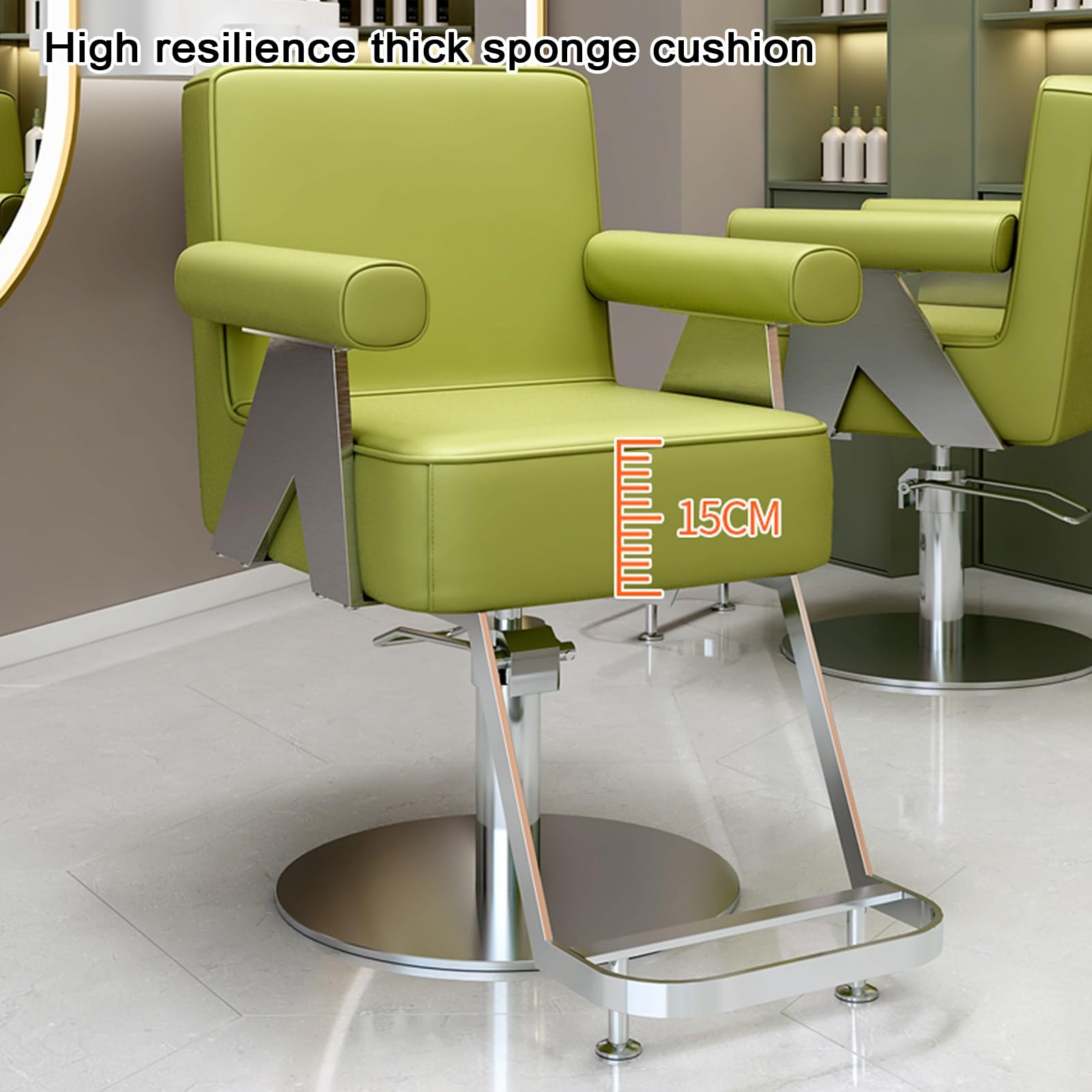 Sillas de barbero, Silla de barbero Ajustable con rotación de 360° y Control de Altura - Silla de salón de Cuero para barbería, peluquería y SPA - Cómodos reposabrazos tapizados (Negro)