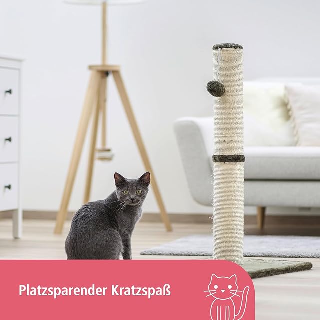 Foto 3 de 7 de Kerbl Pet poste rascador Opal Maxi, color gris, sisal natural, 38x38x78 cm, para gatos pequeños y medianos
