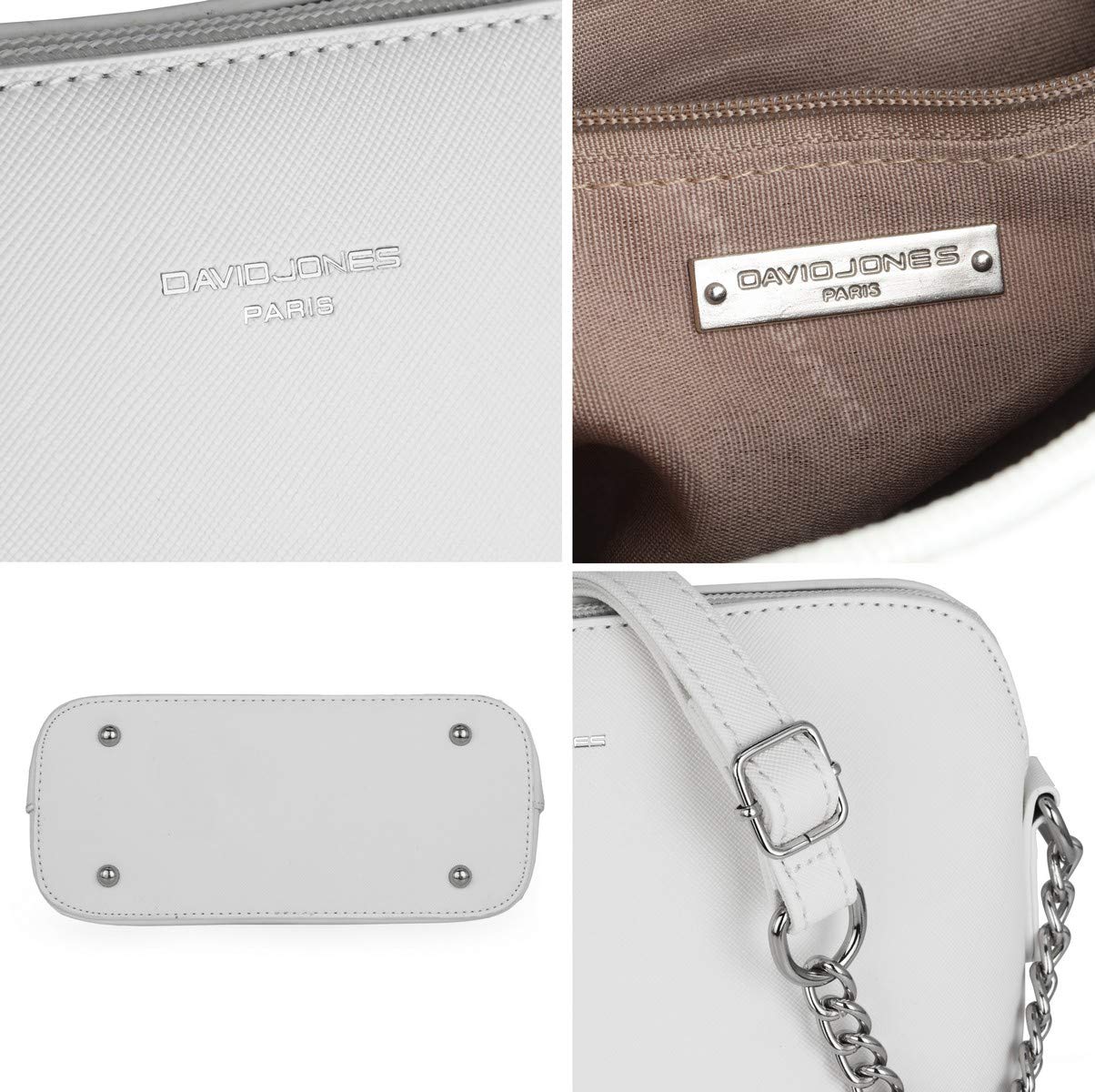 David Jones - Pequeño Bolso Bandolera Cadena Mujer - Bolsos de Hombro Cruzado Cuero PU - Mensajero Crossbody Bag - Bolso Mano Zip Embrague Clutch Pochette Noche Trabajo Moda Diario Vida