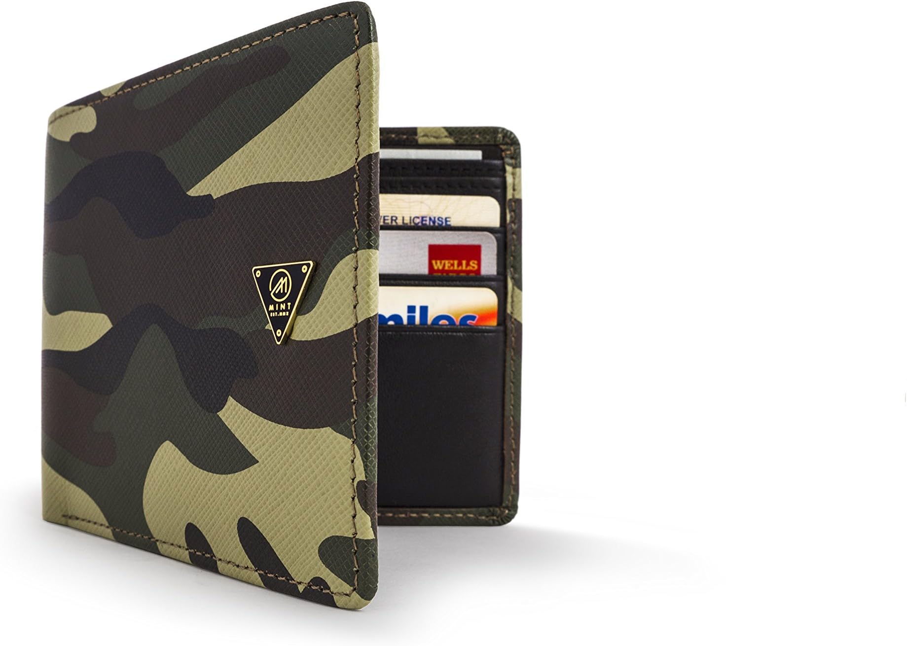 Mint Italian Leather Camo Bifold Wallet