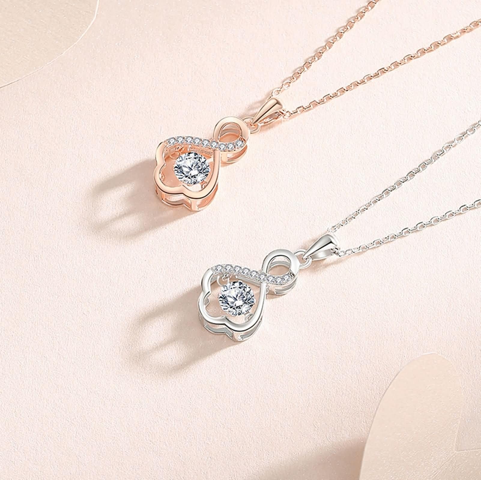 Collares de oro blanco de 9K/14K/18K para mujer, collares de oro real de 14 quilates para mujer, infinito hueco, moissanita