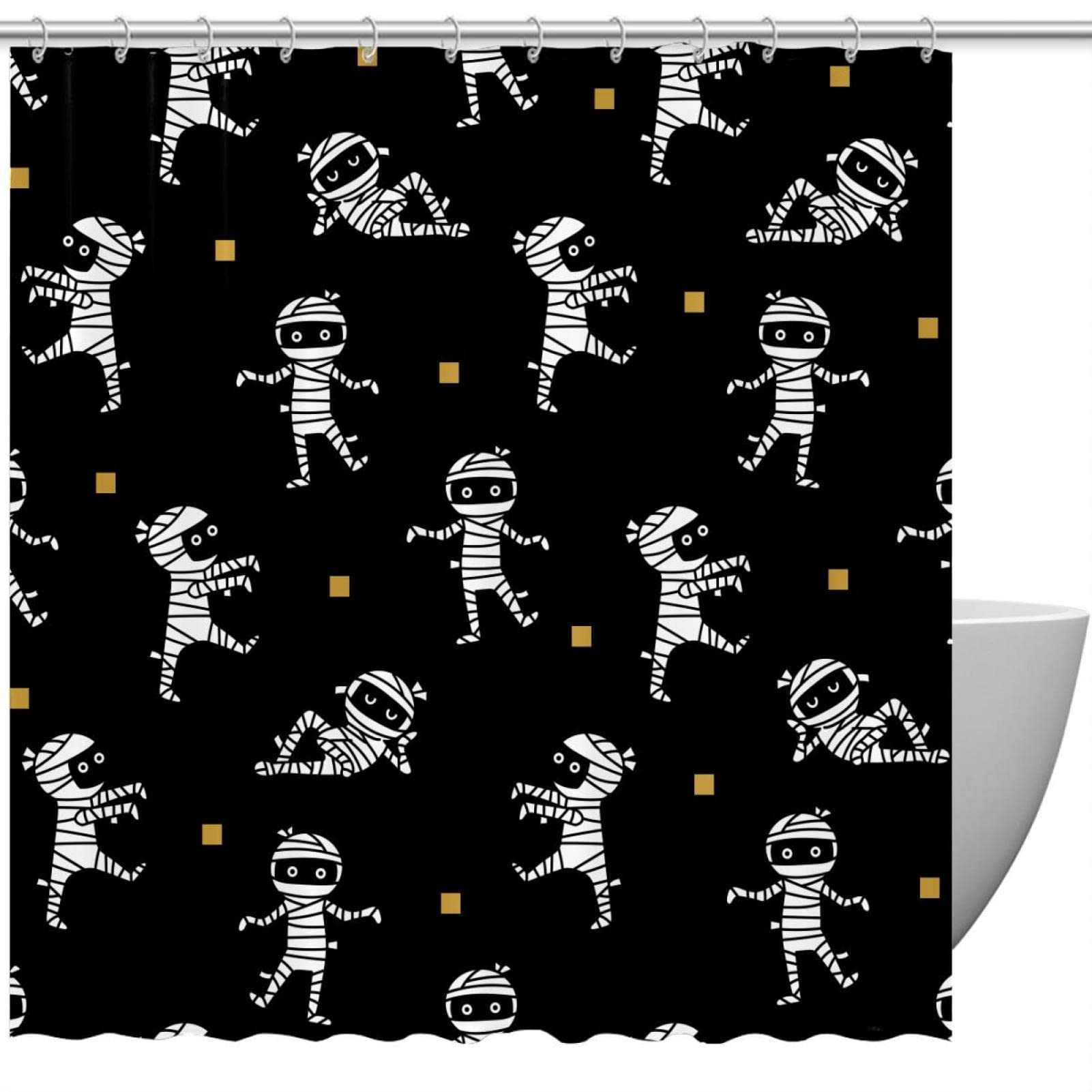 Rideau de douche maman Halloween imperméable 183 cm avec anneaux de fixation