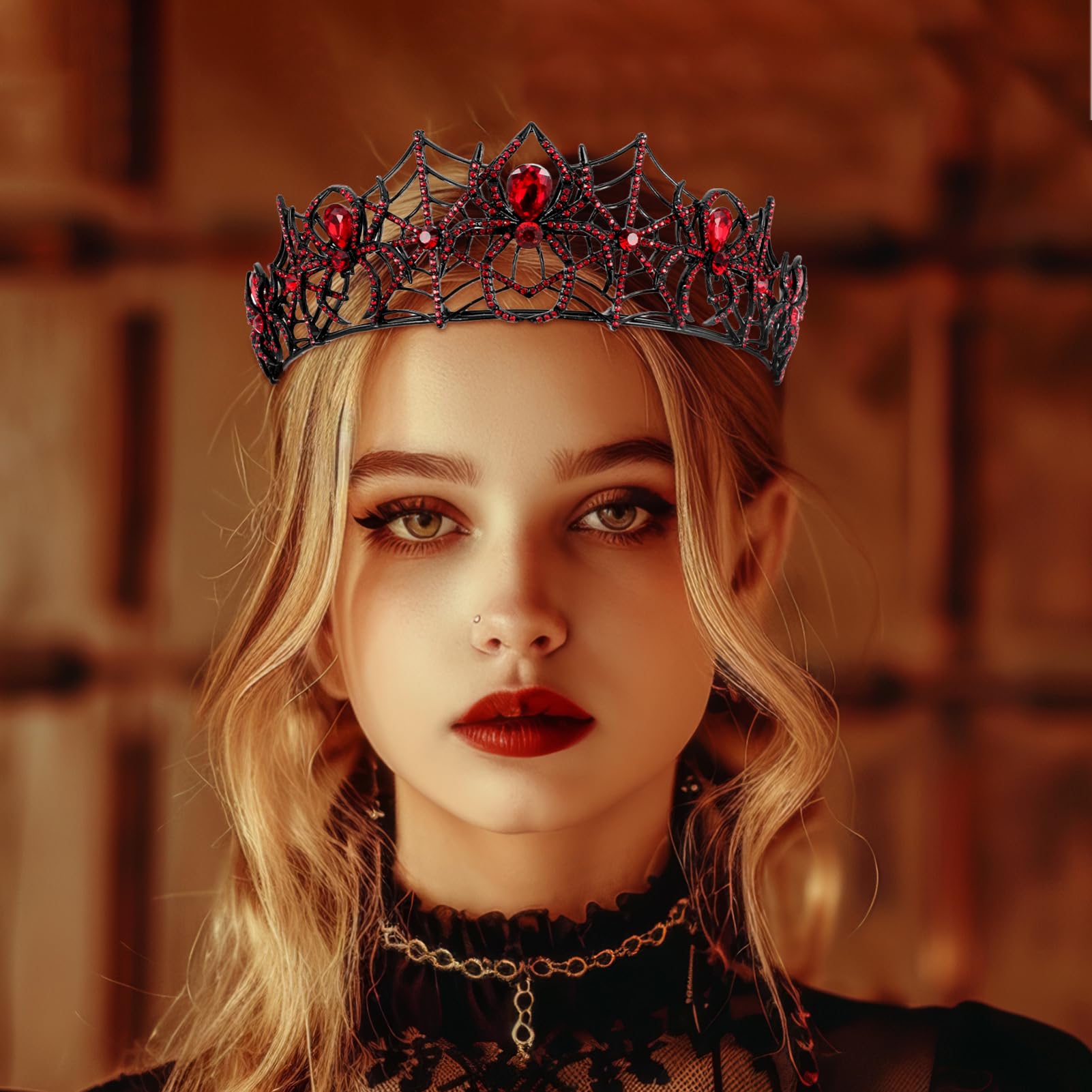 Abaodam Halloween Spider Web Crown Gothic Crown Cheppiece