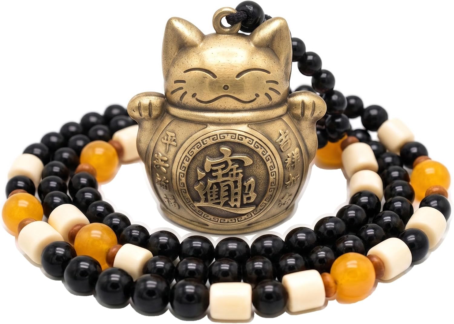 Solid Brass Maneki Neko Spinner Keychain & Wealth Charm - Lucky Cat EDC Fidget Pendant for Good Fortune