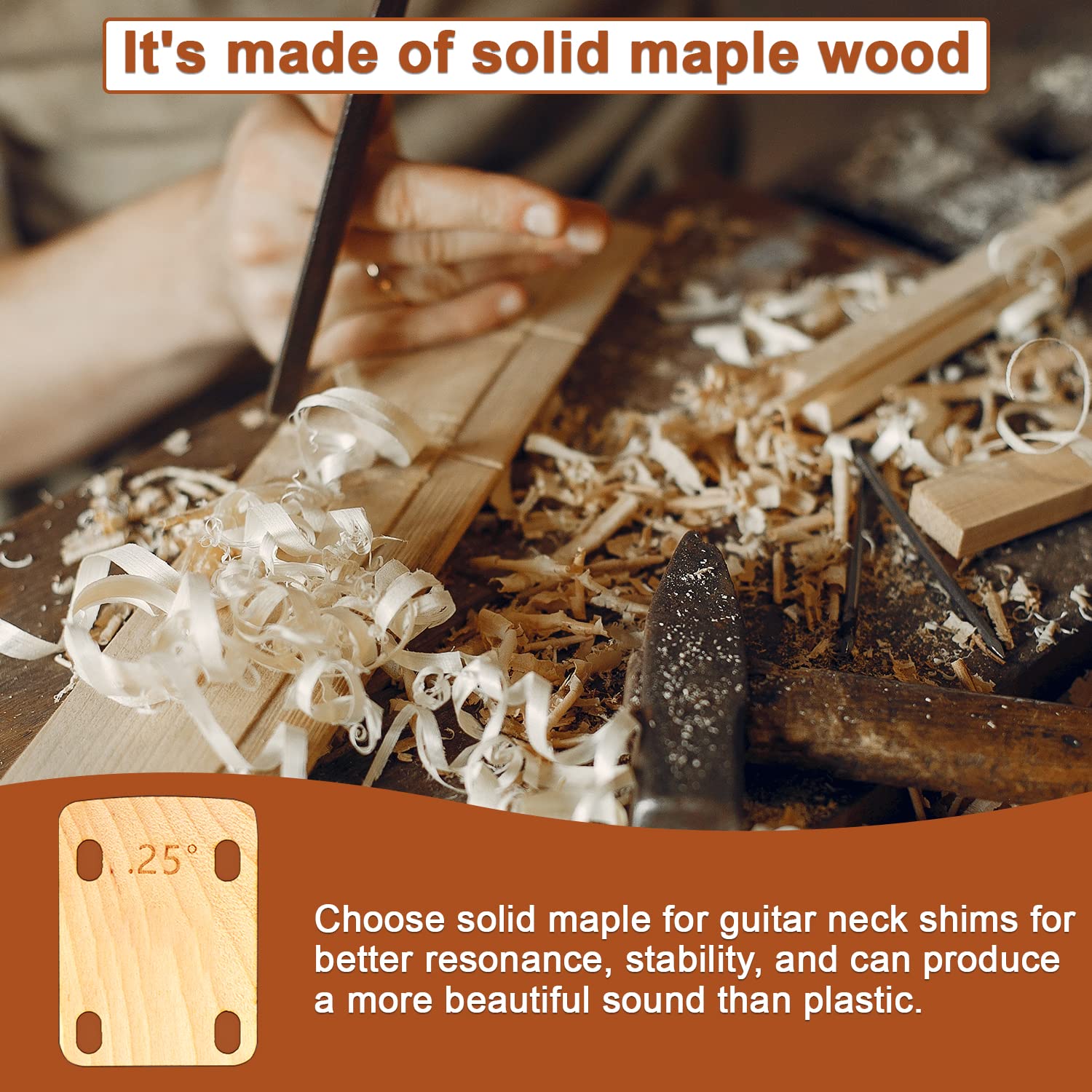 Amazon.com: 3pcs Guitar Neck Shims, Solid Maple Wood Guitar