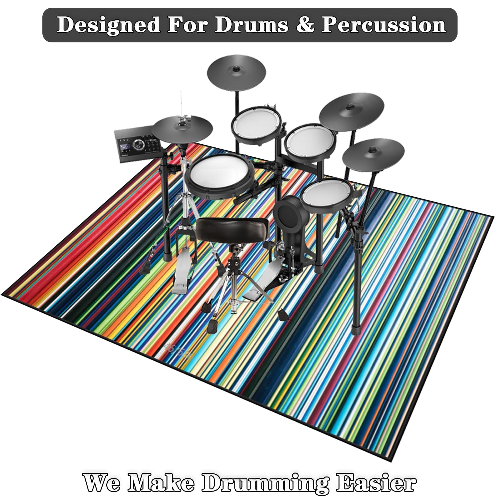 180 x 160 cm Tappeto per Batteria Insonorizzato, Tappeto Professionale per Batteria e Strumenti a Percussione Elettronici per Grancassa Rullante e Altri Strumenti, Tappeti Rettangolari Antiscivolo