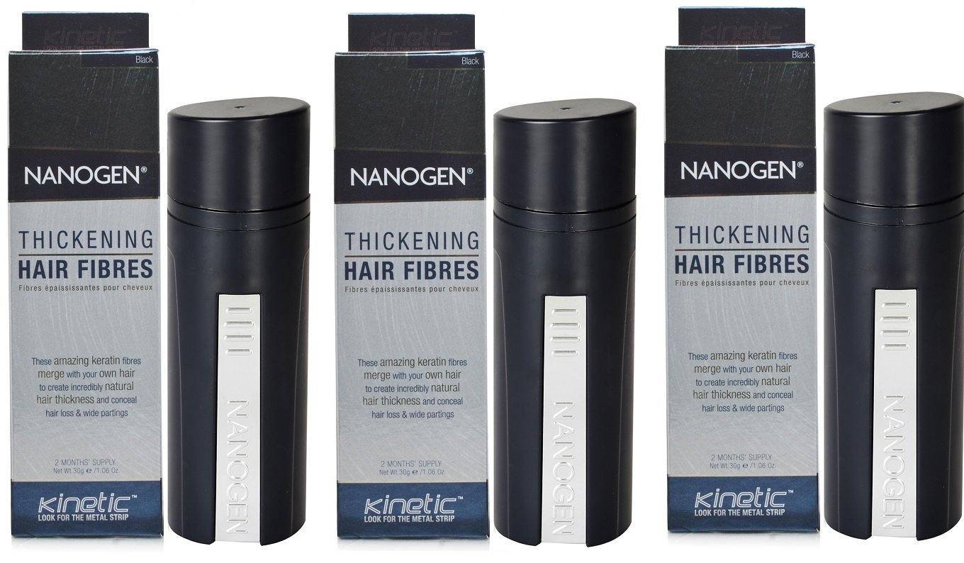 Nanogen Keratin Hair Thickening Fibers (30 gm, Black, 3)